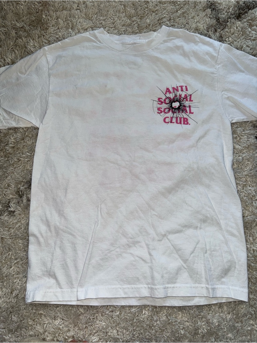 White Pink Glass Authentic Anti Social Social Club Theories Tee White Size Med
